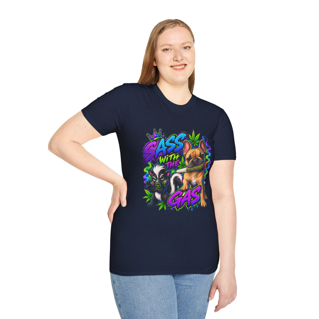 Graphic Tee — "Sass With The Gas" French Bulldog Cannabis Streetwear