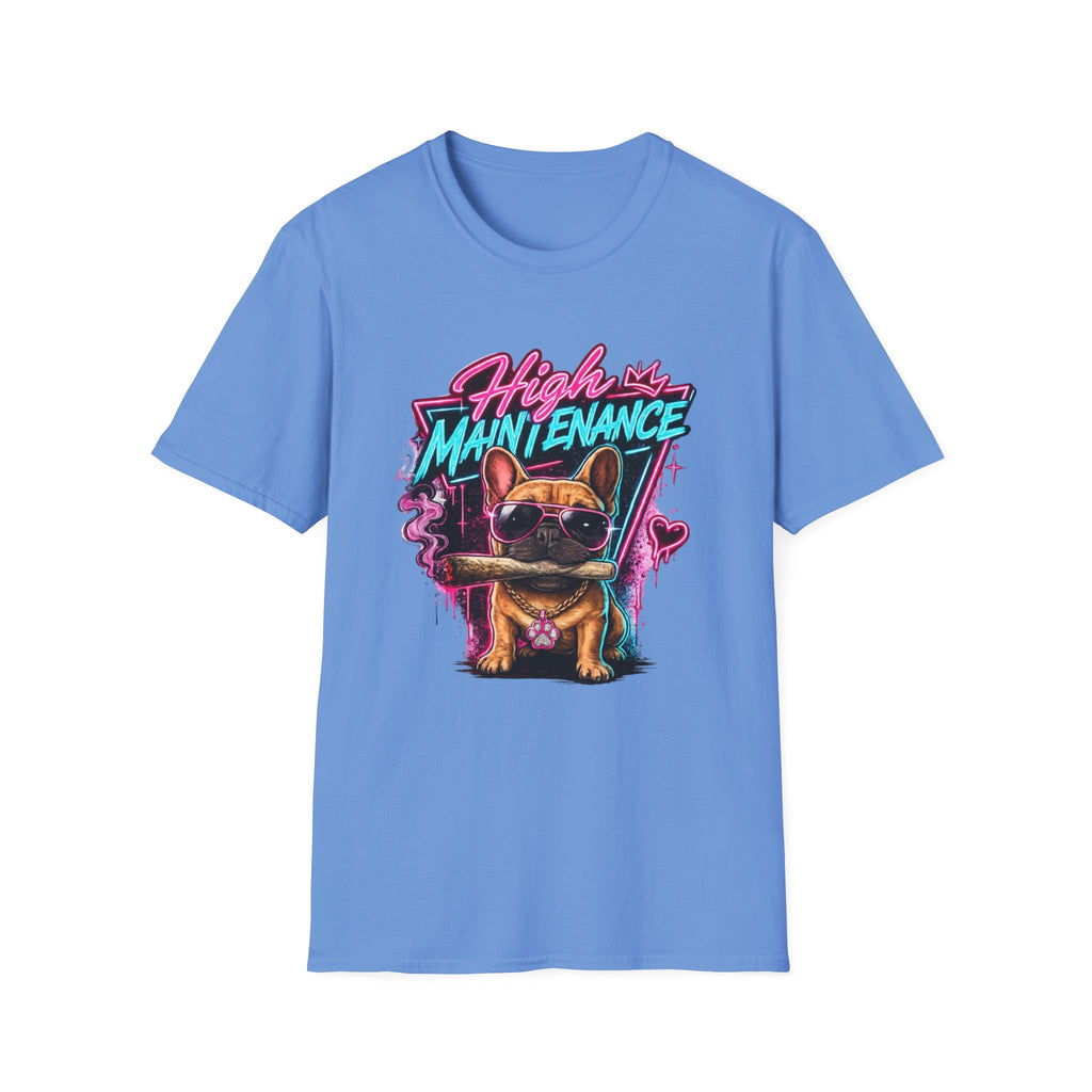 High Maintenance French Bulldog T-Shirt | Retro Neon Vape Pup Tee