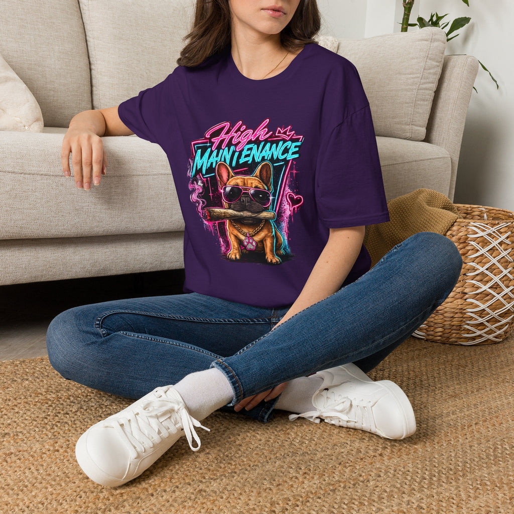 High Maintenance French Bulldog T-Shirt | Retro Neon Vape Pup Tee