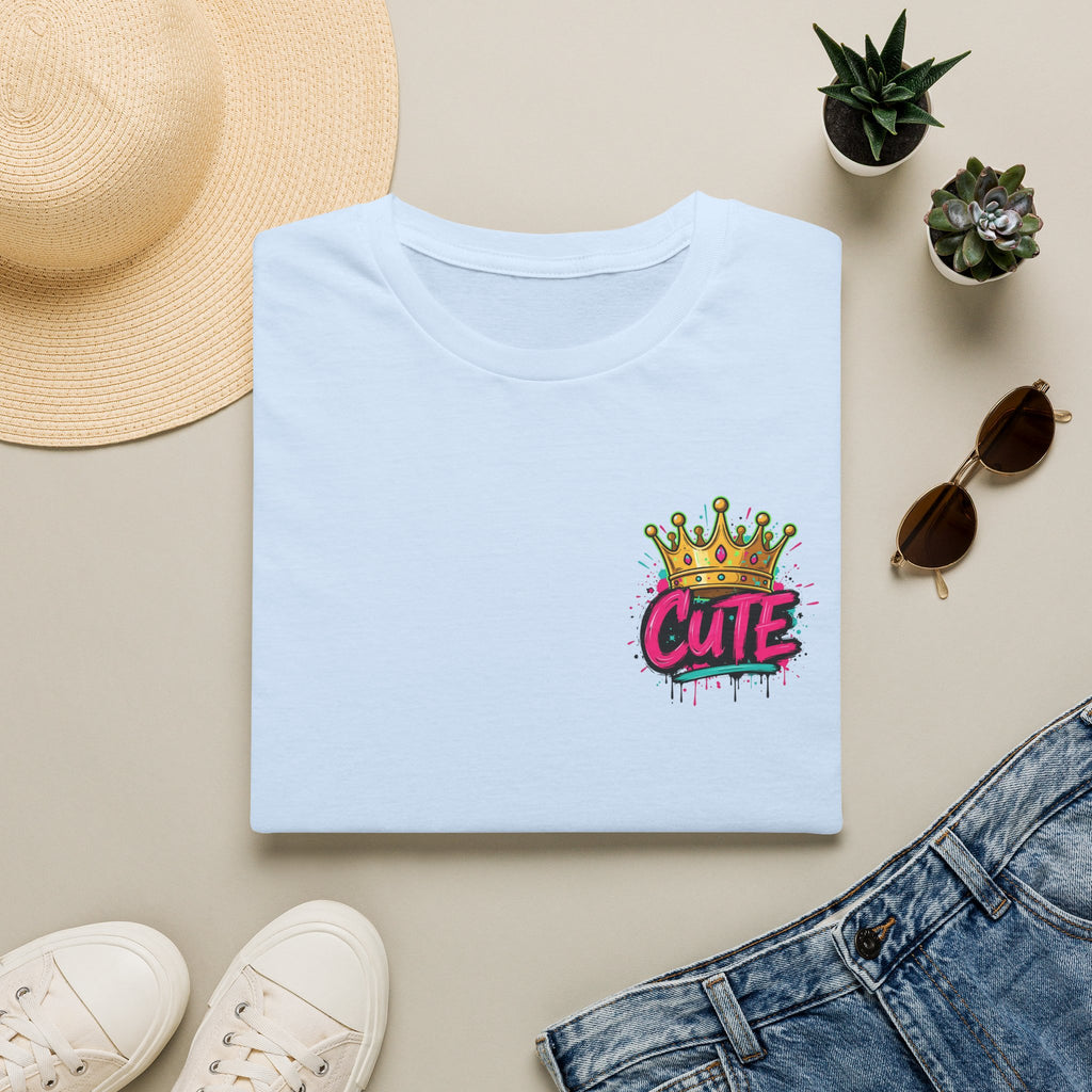 Cute Crown Graphic Tee — "CUTE" Chest Logo T-Shirt