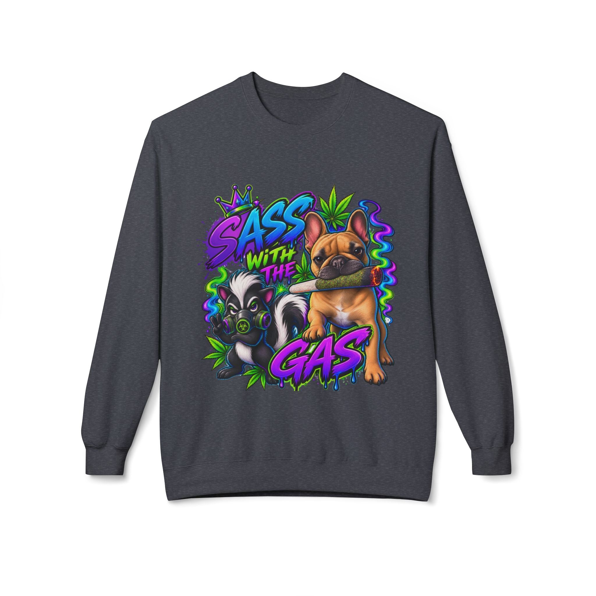 Crewneck Sweatshirt - "Sass With The Gas" French Bulldog & Pug Graphic