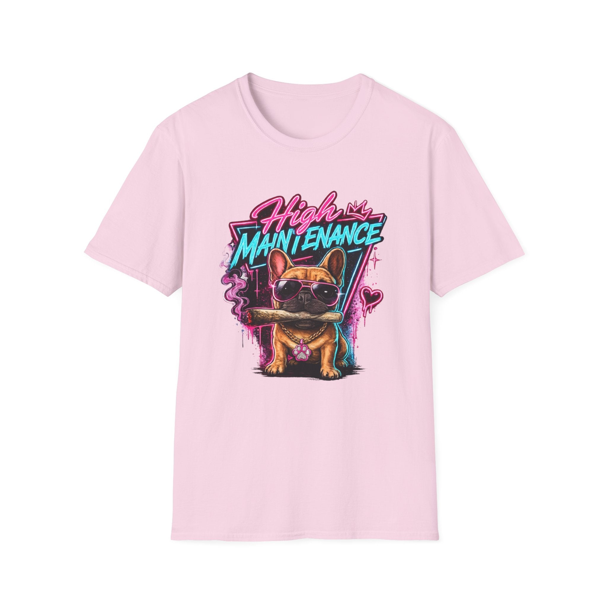 High Maintenance French Bulldog T-Shirt | Retro Neon Vape Pup Tee