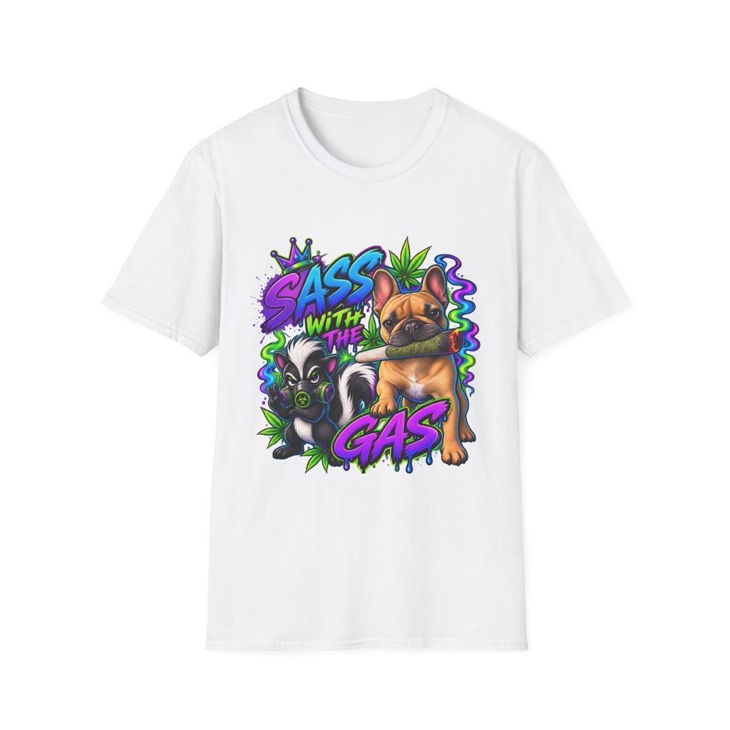 Graphic Tee — "Sass With The Gas" French Bulldog Cannabis Streetwear