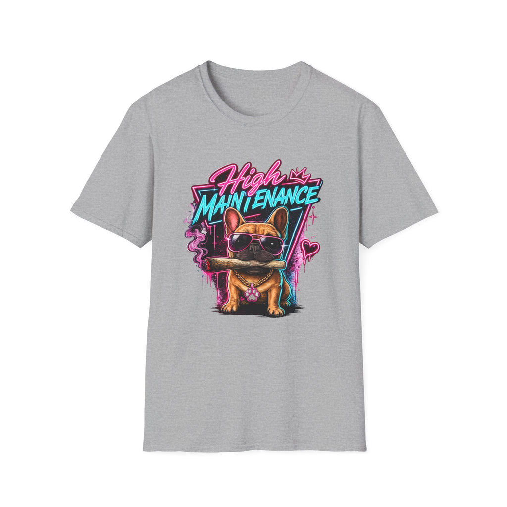 High Maintenance French Bulldog T-Shirt | Retro Neon Vape Pup Tee