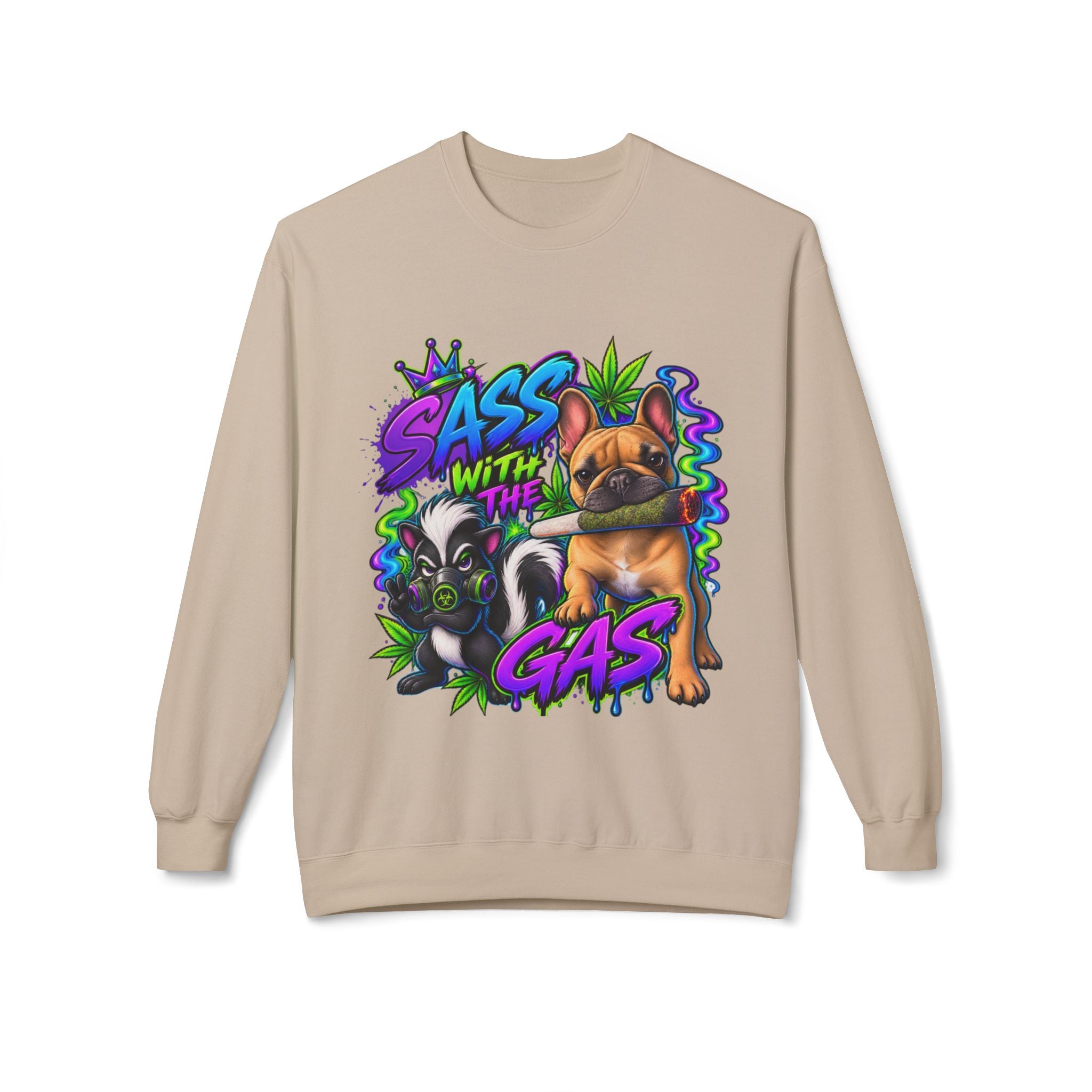 Crewneck Sweatshirt - "Sass With The Gas" French Bulldog & Pug Graphic