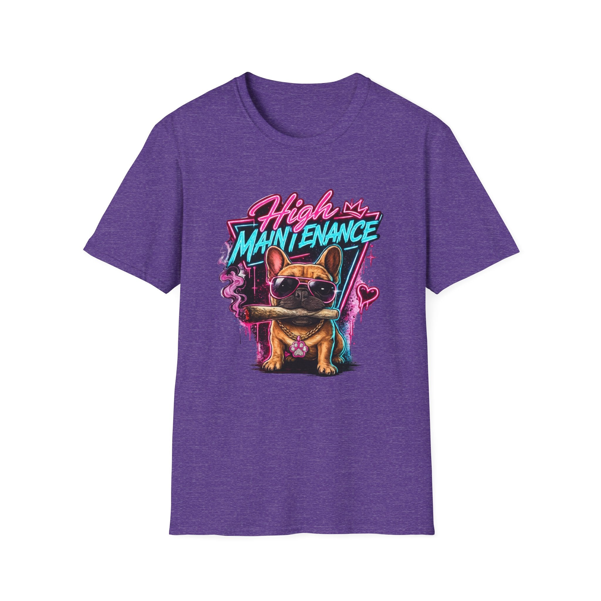 High Maintenance French Bulldog T-Shirt | Retro Neon Vape Pup Tee