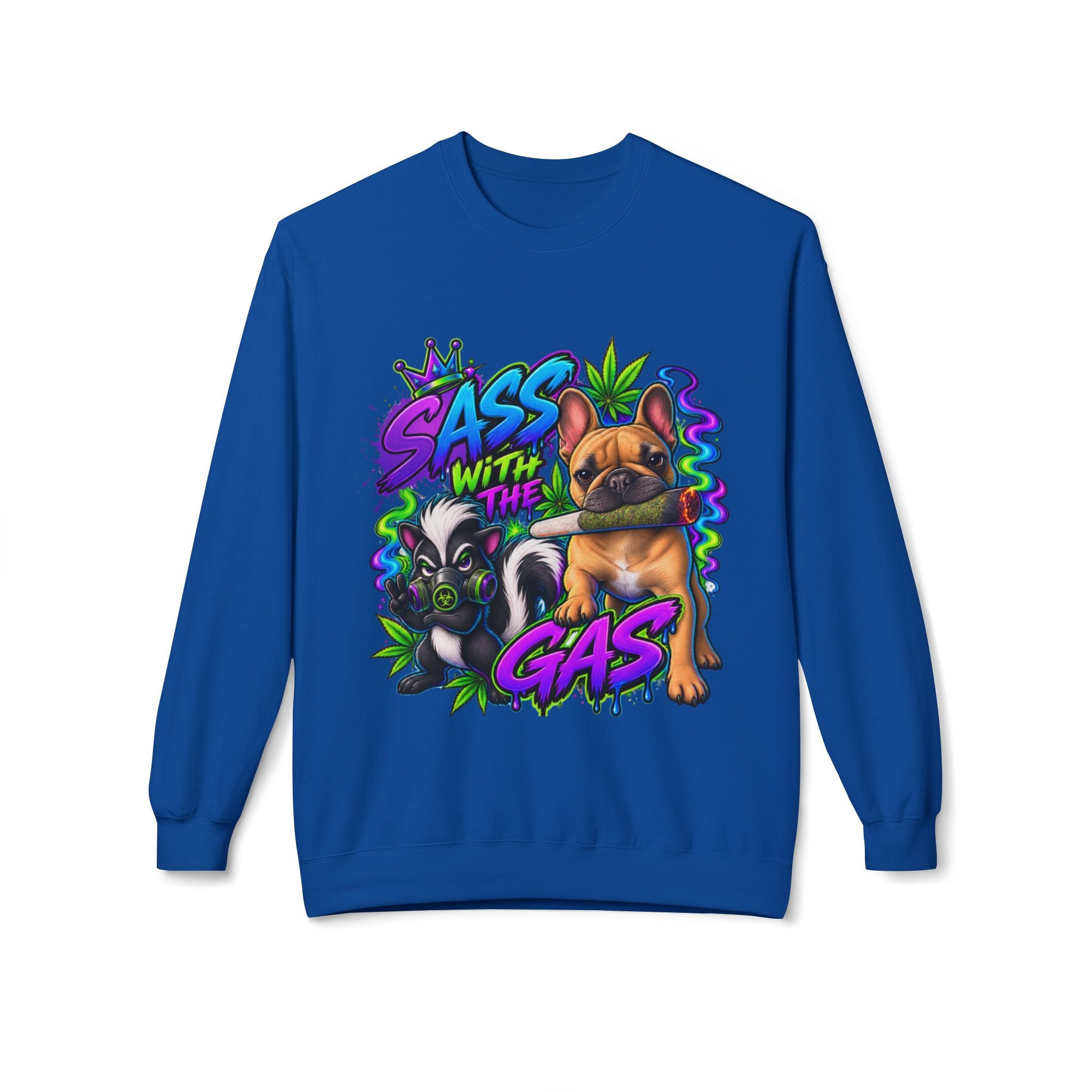 Crewneck Sweatshirt - "Sass With The Gas" French Bulldog & Pug Graphic