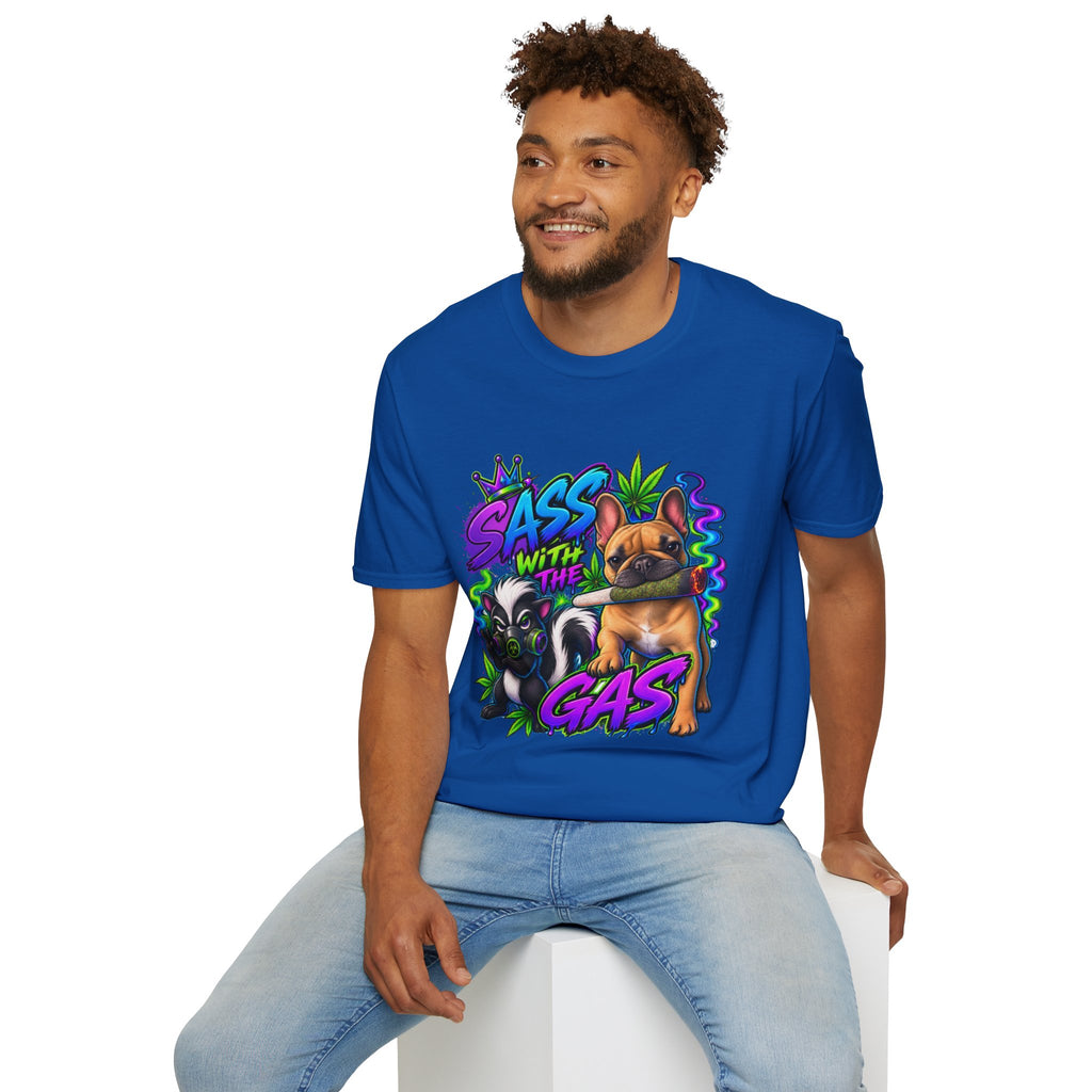 Graphic Tee — "Sass With The Gas" French Bulldog Cannabis Streetwear