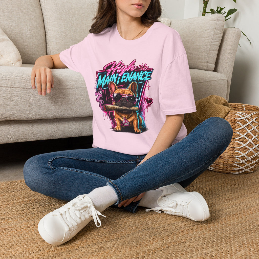 High Maintenance French Bulldog T-Shirt | Retro Neon Vape Pup Tee