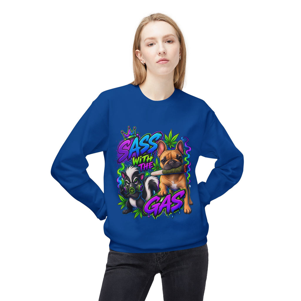 Crewneck Sweatshirt - "Sass With The Gas" French Bulldog & Pug Graphic