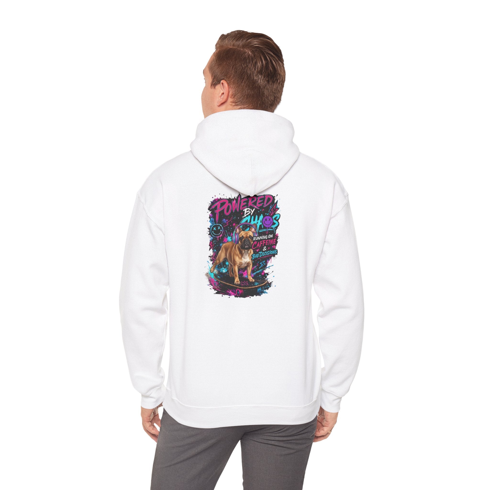 Chaos Neon Frenchis Graphic Hoodie | Colorful Bulldog Back Print