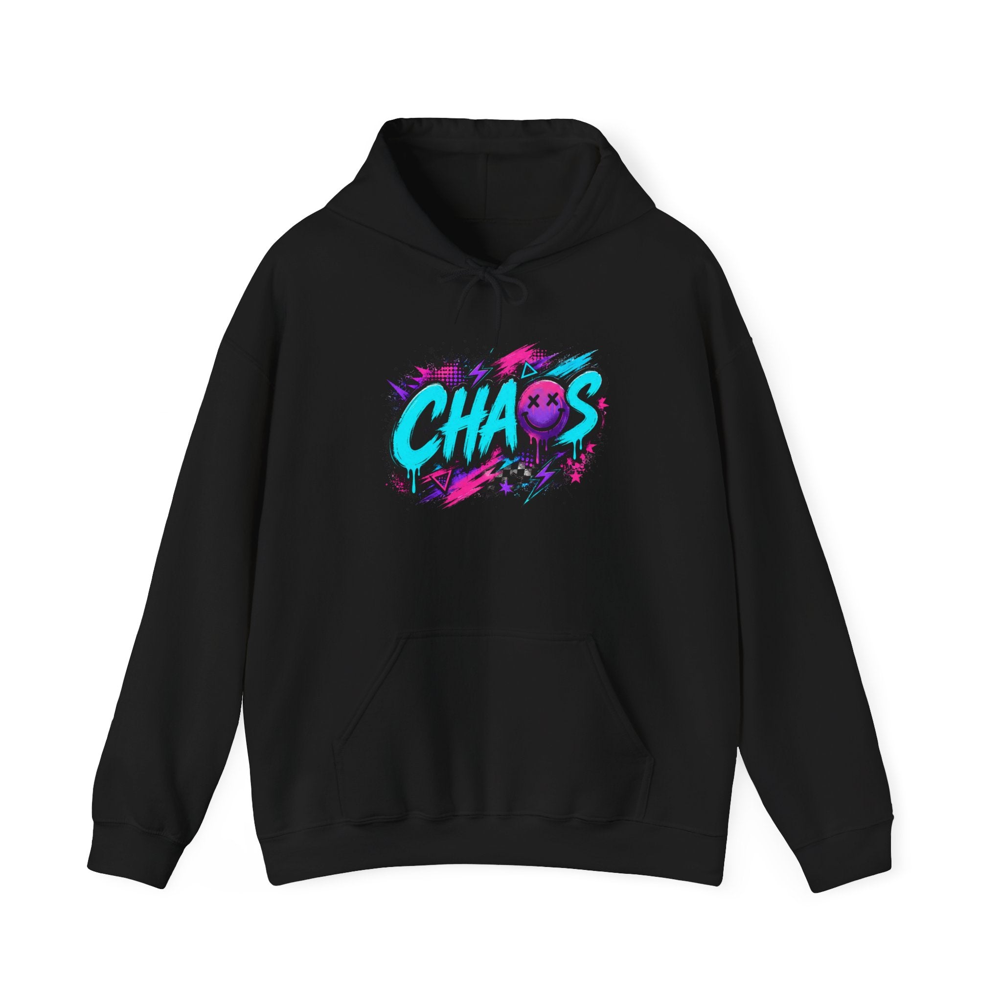 Chaos Neon Frenchis Graphic Hoodie | Colorful Bulldog Back Print