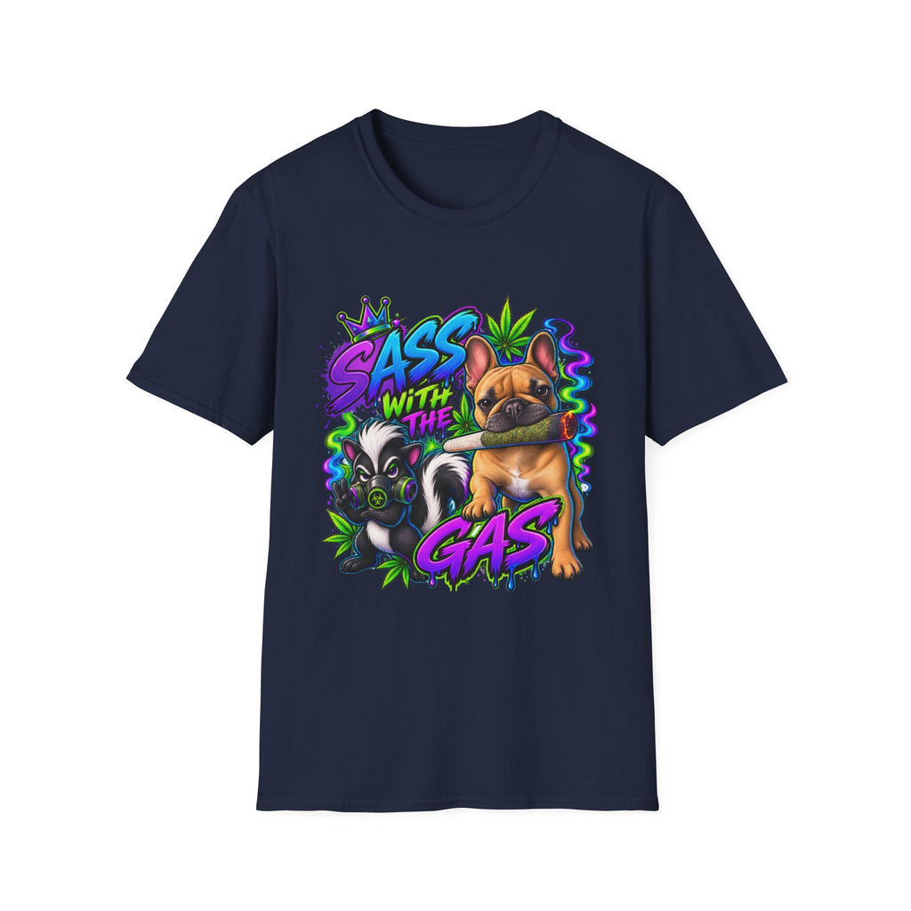 Graphic Tee — "Sass With The Gas" French Bulldog Cannabis Streetwear