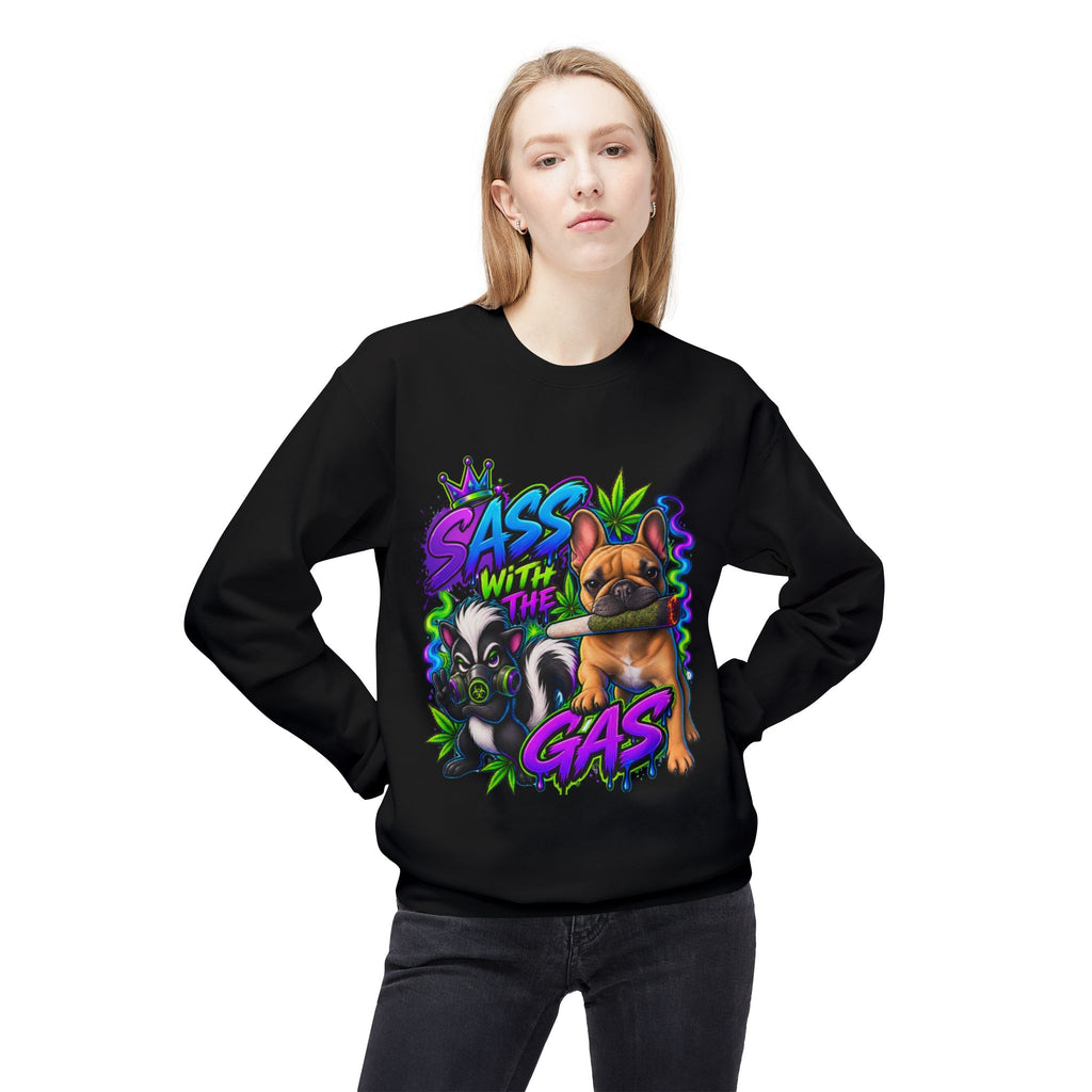 Crewneck Sweatshirt - "Sass With The Gas" French Bulldog & Pug Graphic