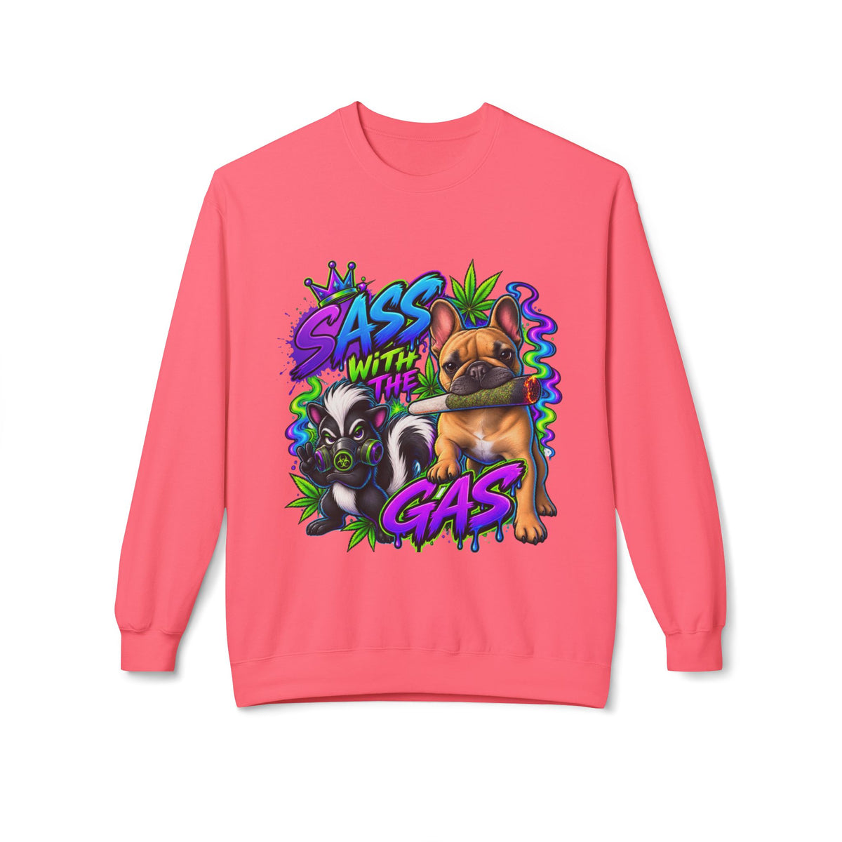 Crewneck Sweatshirt - "Sass With The Gas" French Bulldog & Pug Graphic