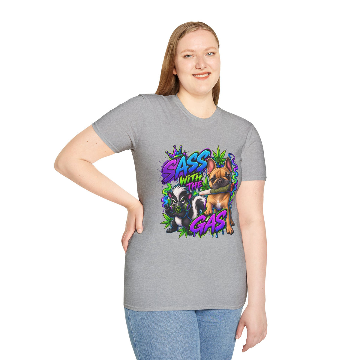 Graphic Tee — "Sass With The Gas" French Bulldog Cannabis Streetwear