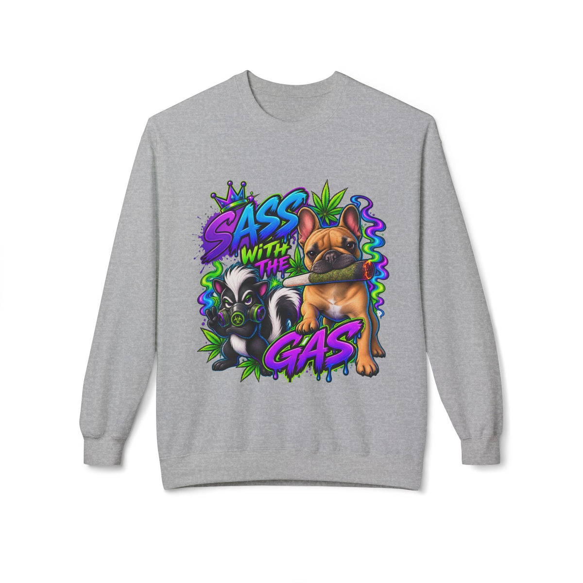 Crewneck Sweatshirt - "Sass With The Gas" French Bulldog & Pug Graphic