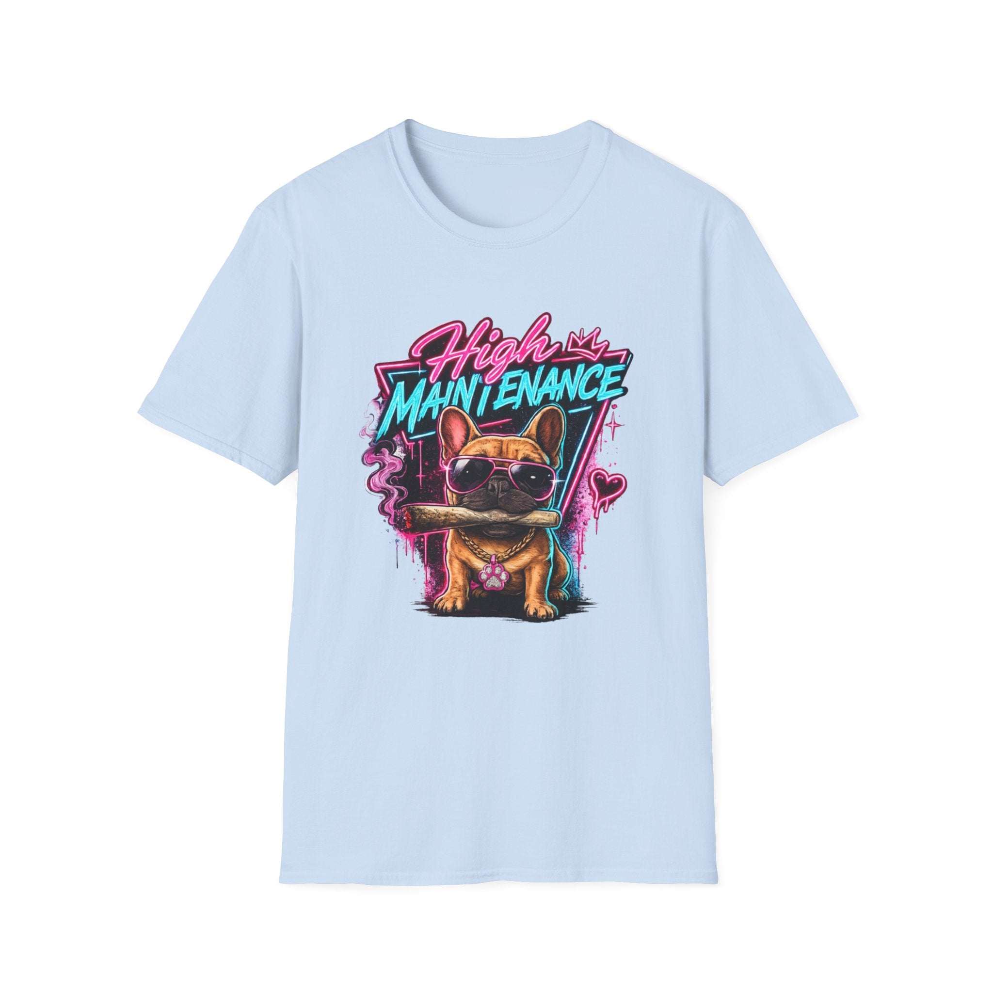 High Maintenance French Bulldog T-Shirt | Retro Neon Vape Pup Tee