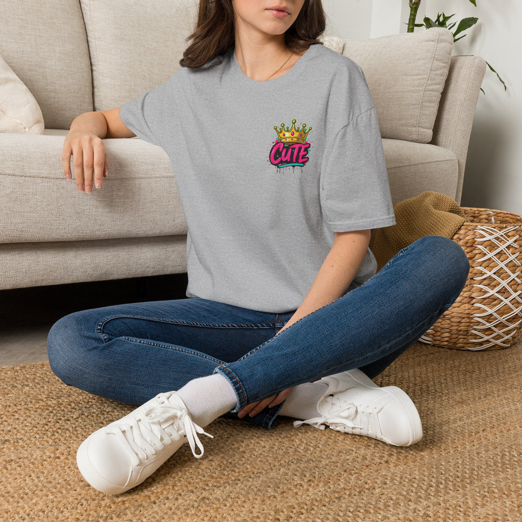 Cute Crown Graphic Tee — "CUTE" Chest Logo T-Shirt