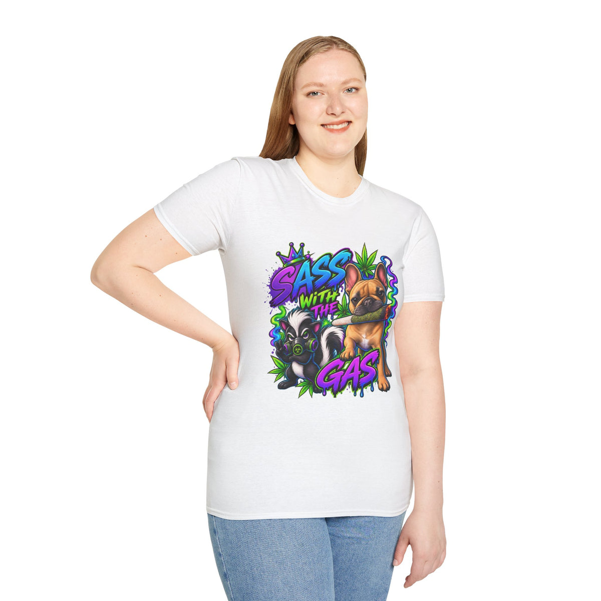 Graphic Tee — "Sass With The Gas" French Bulldog Cannabis Streetwear