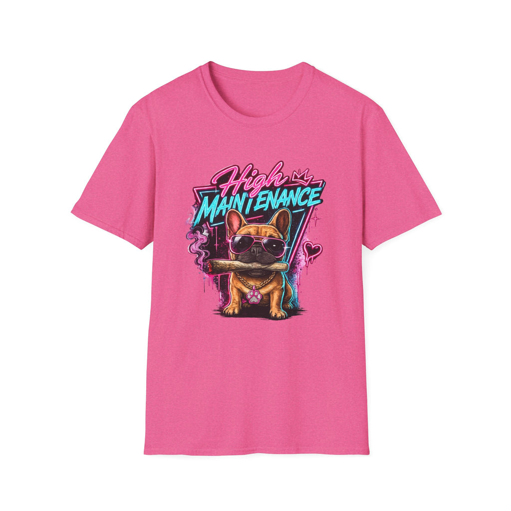 High Maintenance French Bulldog T-Shirt | Retro Neon Vape Pup Tee
