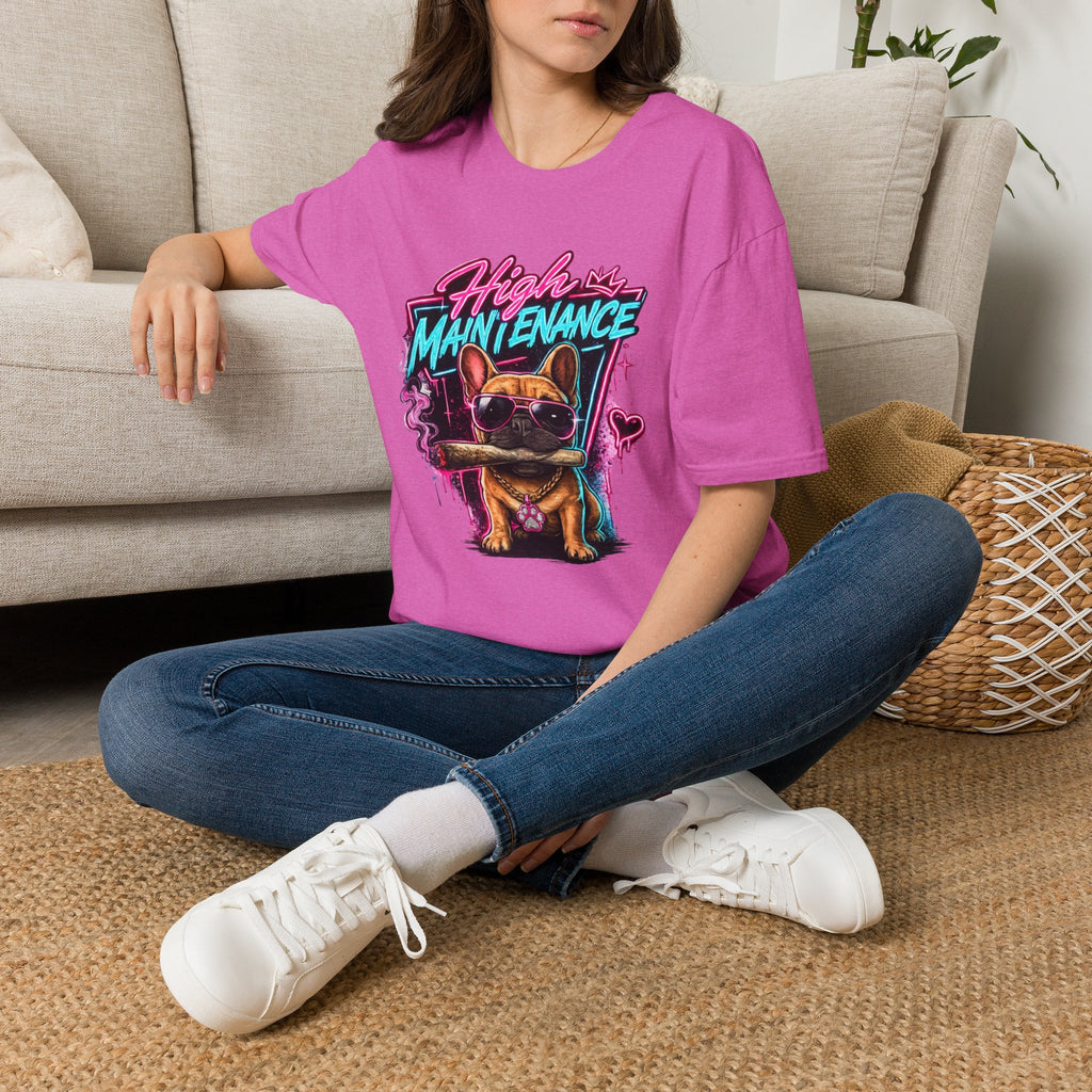 High Maintenance French Bulldog T-Shirt | Retro Neon Vape Pup Tee