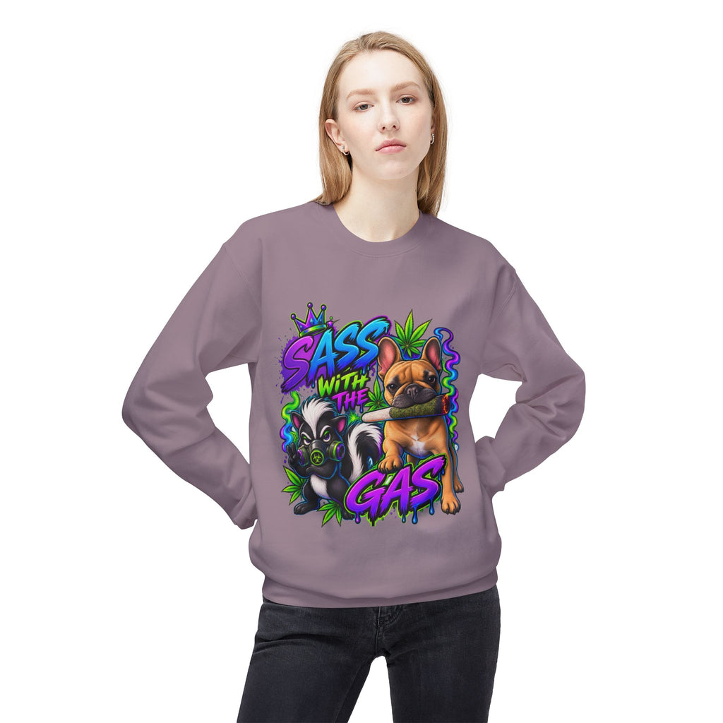 Crewneck Sweatshirt - "Sass With The Gas" French Bulldog & Pug Graphic