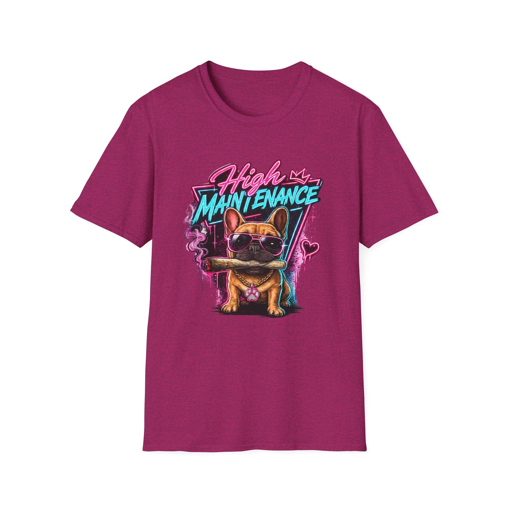 High Maintenance French Bulldog T-Shirt | Retro Neon Vape Pup Tee