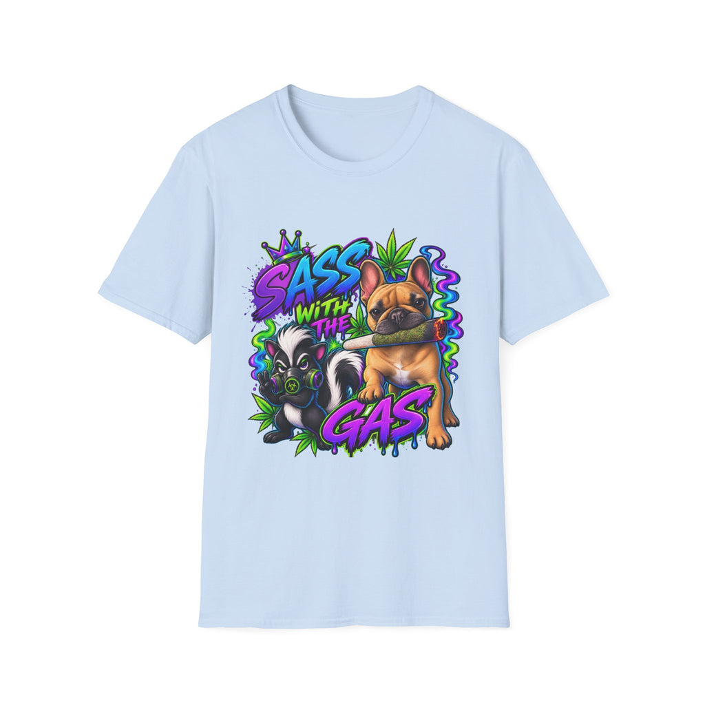 Graphic Tee — "Sass With The Gas" French Bulldog Cannabis Streetwear
