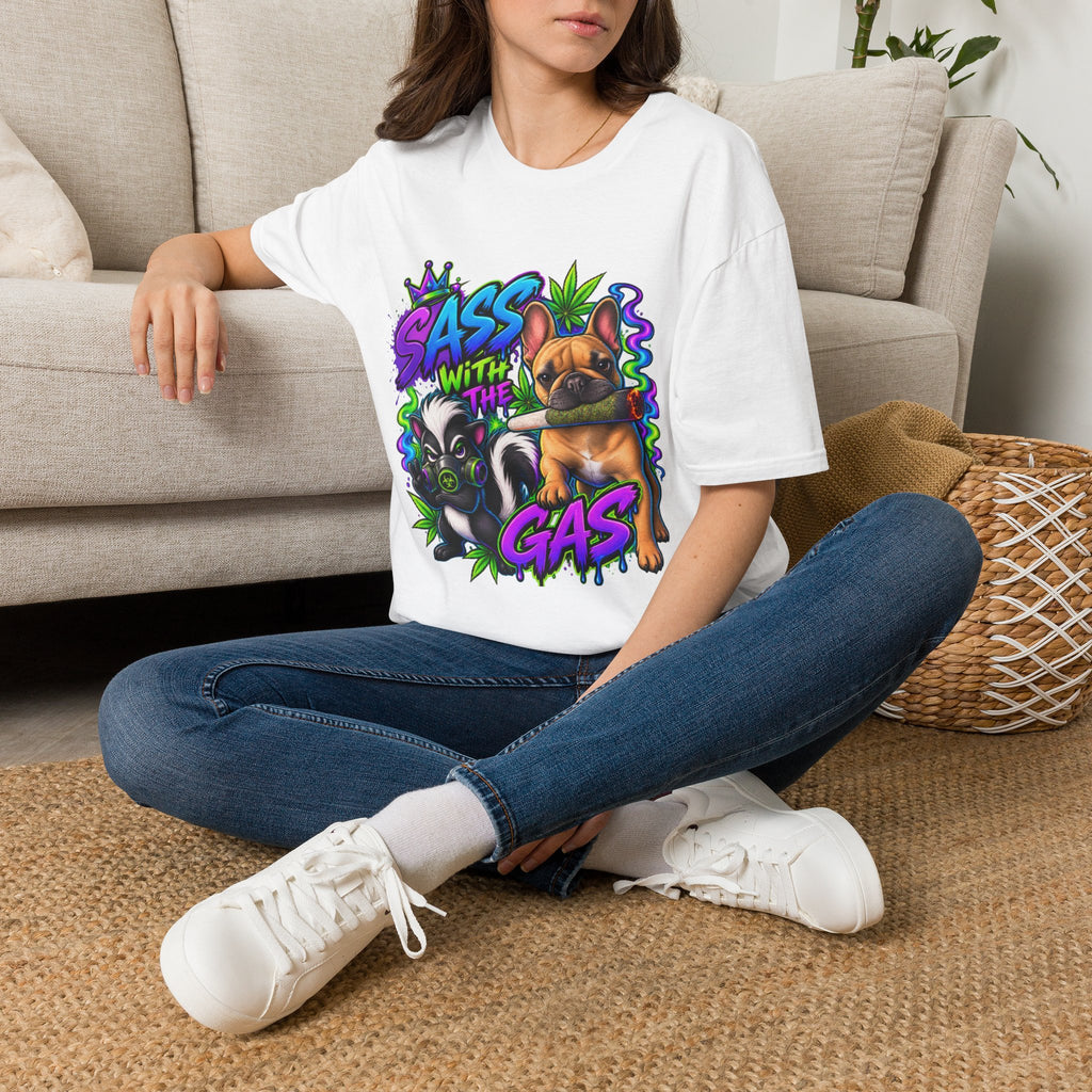 Graphic Tee — "Sass With The Gas" French Bulldog Cannabis Streetwear