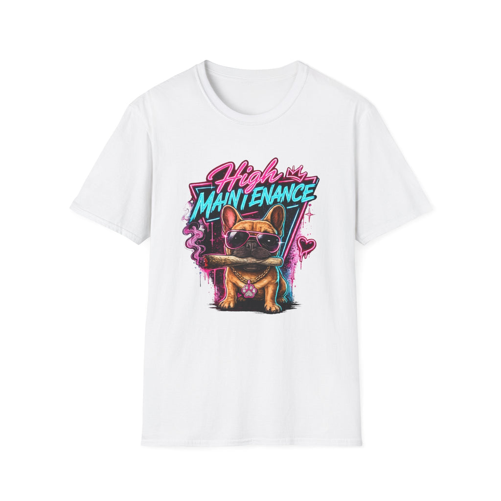 High Maintenance French Bulldog T-Shirt | Retro Neon Vape Pup Tee