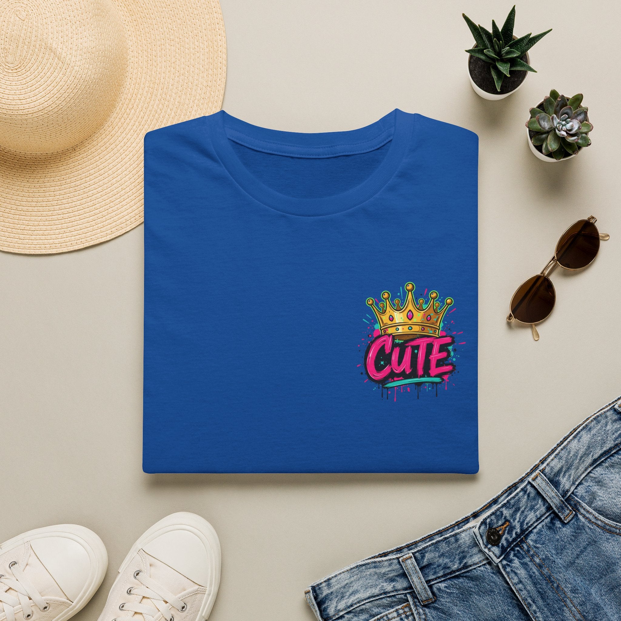 Cute Crown Graphic Tee — "CUTE" Chest Logo T-Shirt