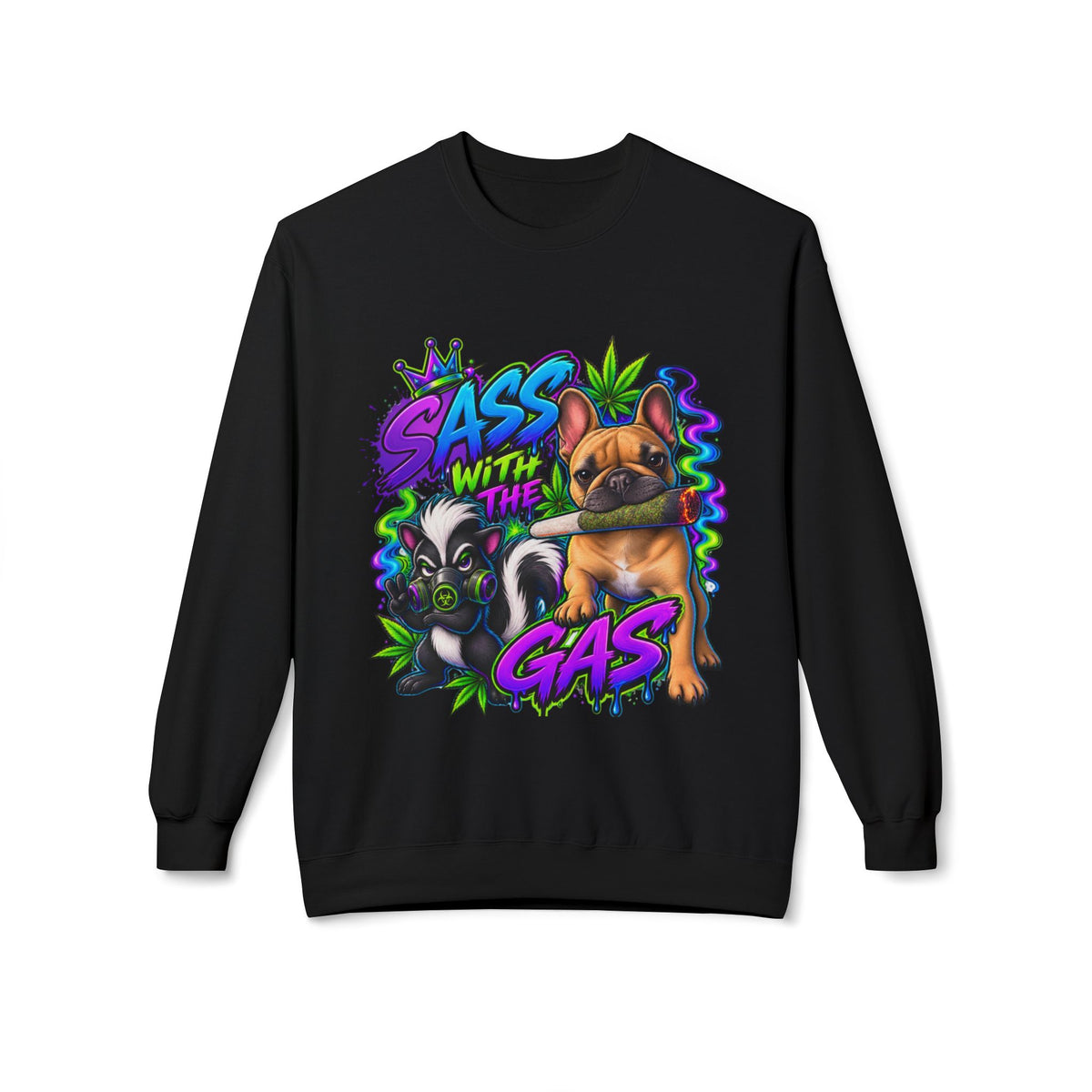 Crewneck Sweatshirt - "Sass With The Gas" French Bulldog & Pug Graphic