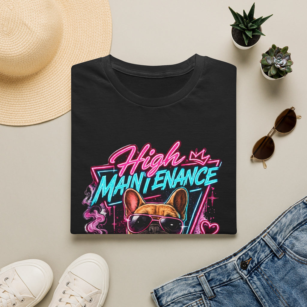 High Maintenance French Bulldog T-Shirt | Retro Neon Vape Pup Tee