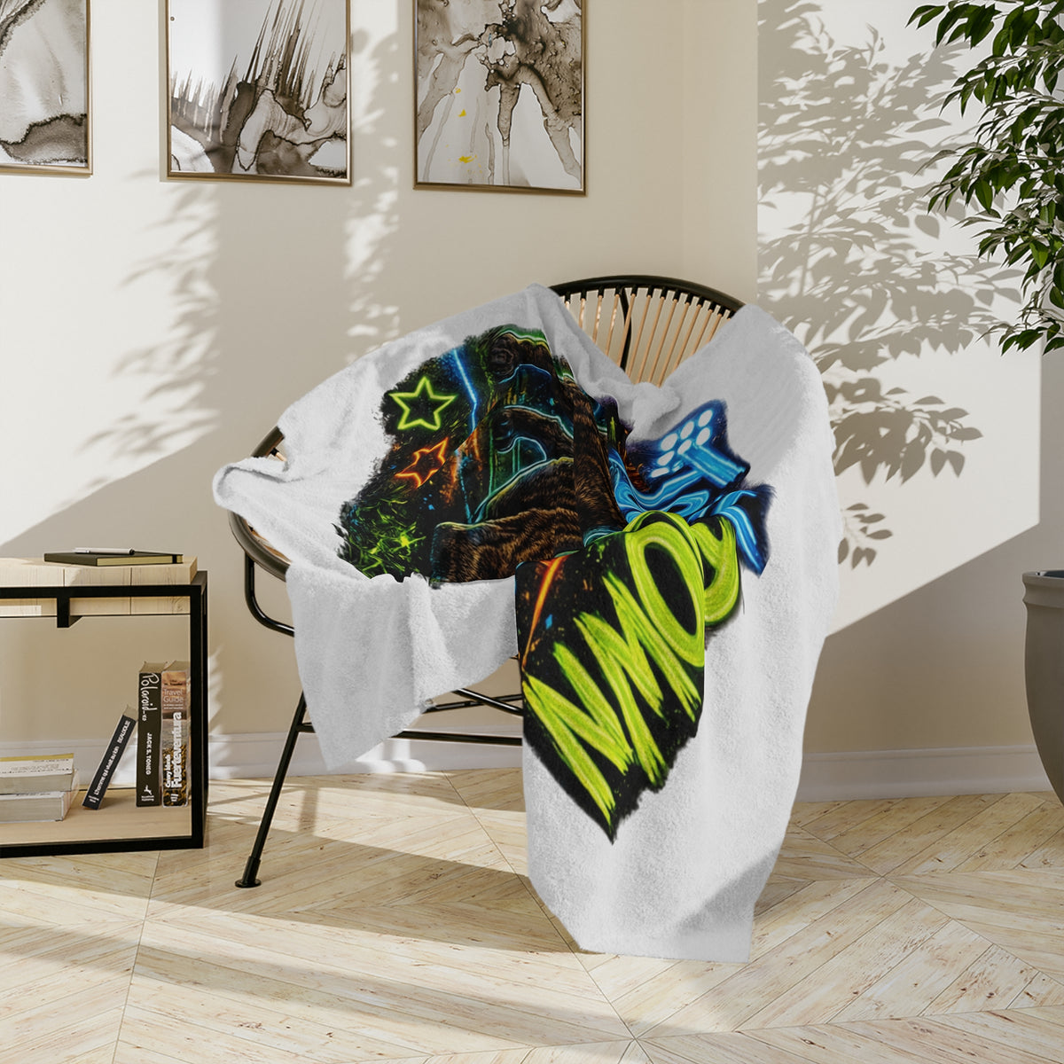 Touchdown French Bulldog Blanket — Football Pup Velveteen Microfiber Throw