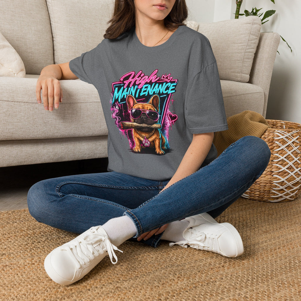 High Maintenance French Bulldog T-Shirt | Retro Neon Vape Pup Tee