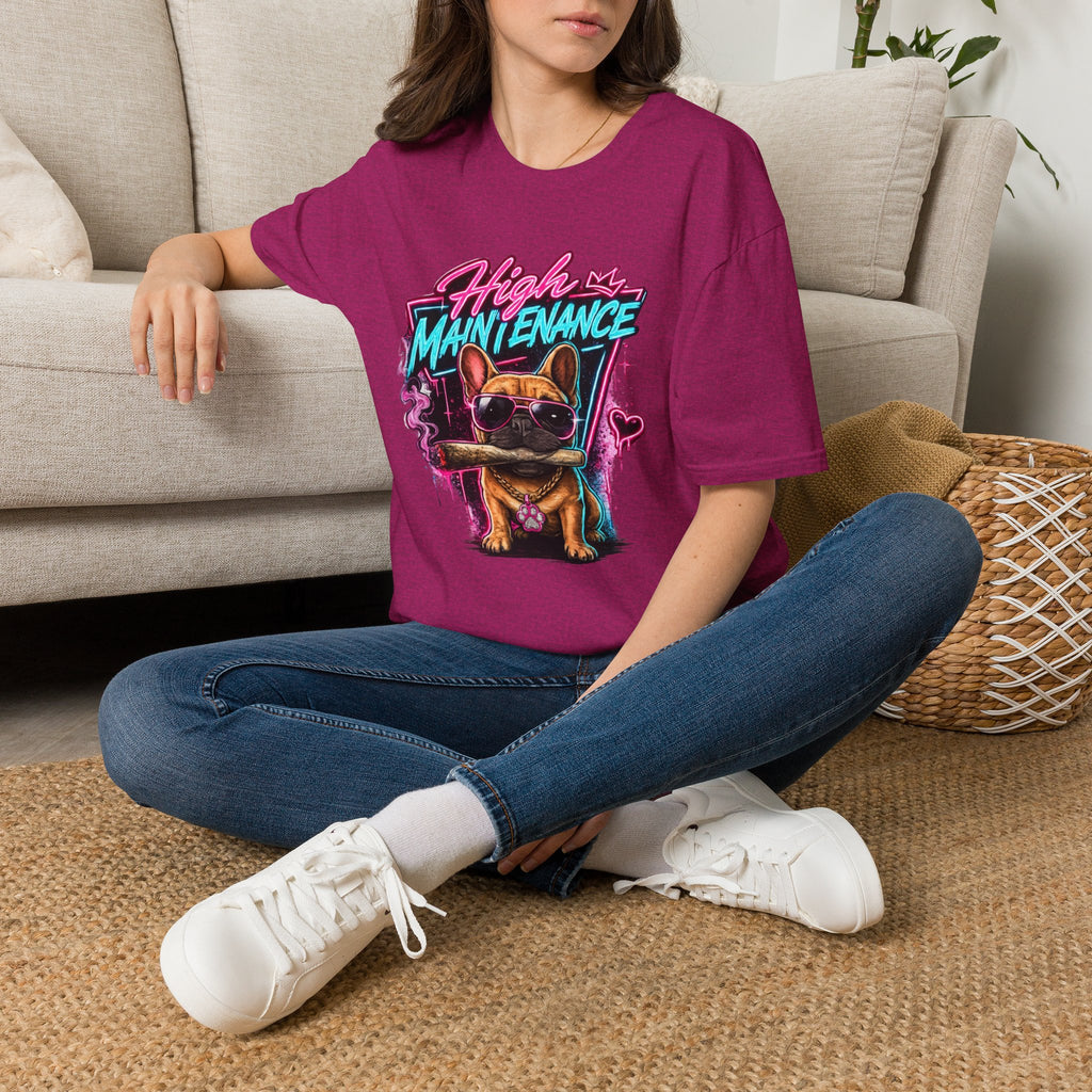 High Maintenance French Bulldog T-Shirt | Retro Neon Vape Pup Tee