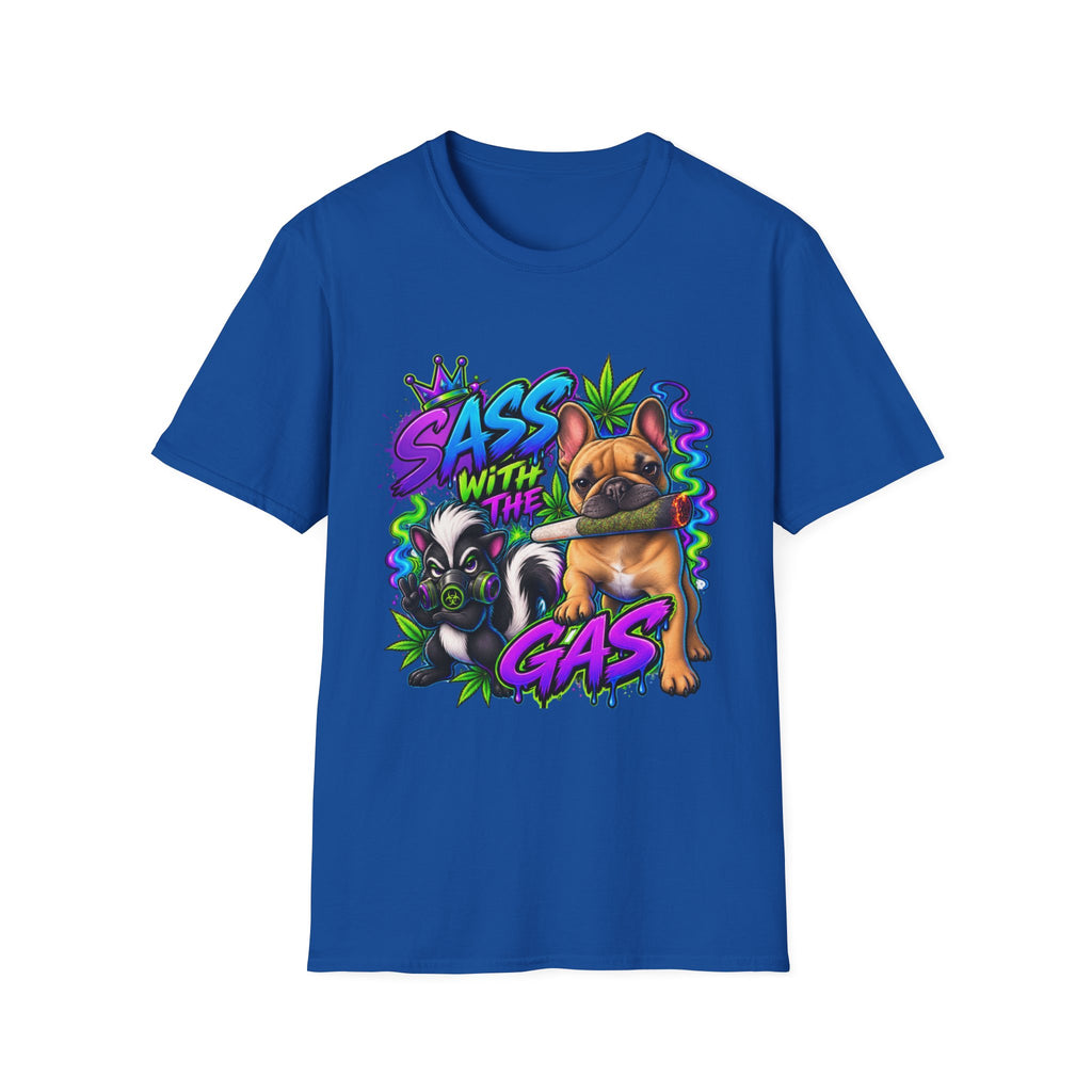 Graphic Tee — "Sass With The Gas" French Bulldog Cannabis Streetwear