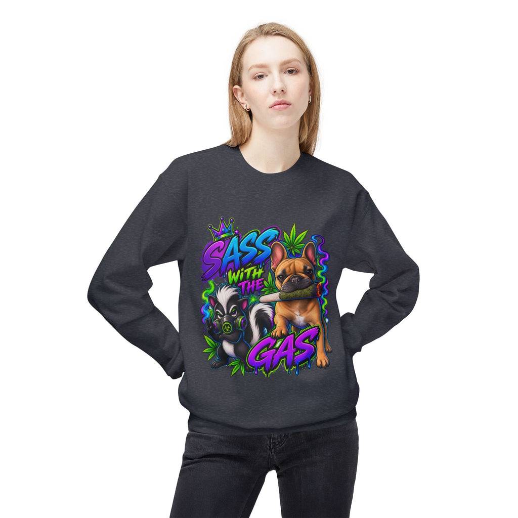 Crewneck Sweatshirt - "Sass With The Gas" French Bulldog & Pug Graphic