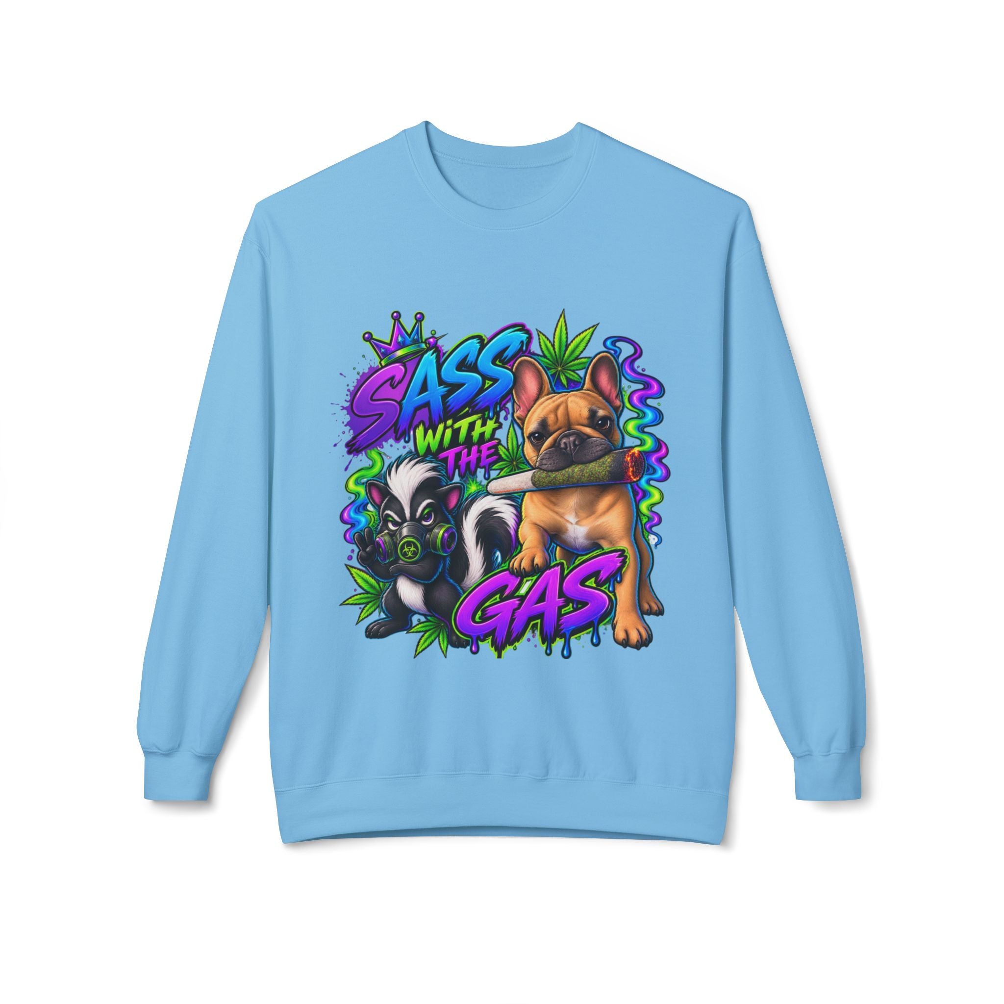 Crewneck Sweatshirt - "Sass With The Gas" French Bulldog & Pug Graphic