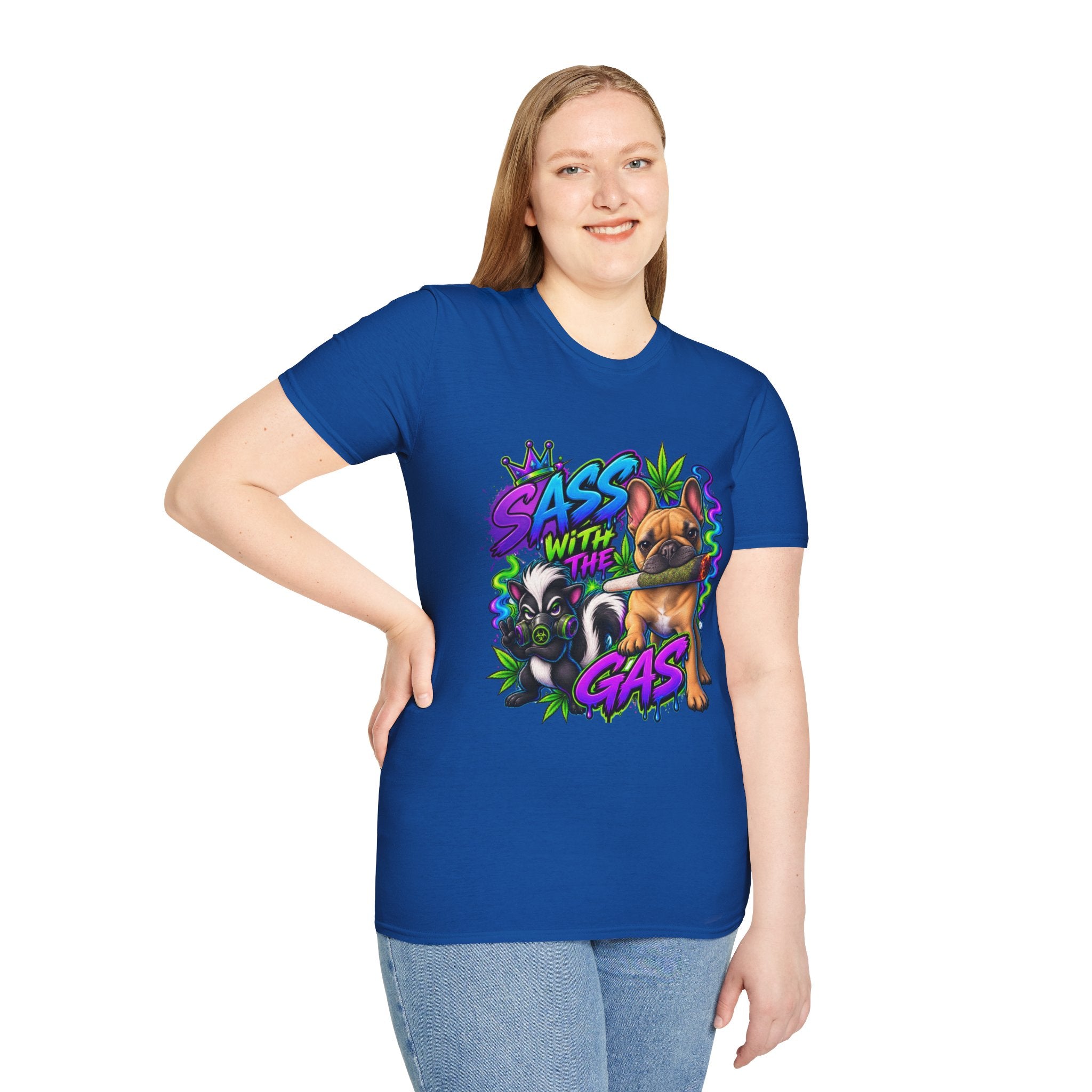 Graphic Tee — "Sass With The Gas" French Bulldog Cannabis Streetwear