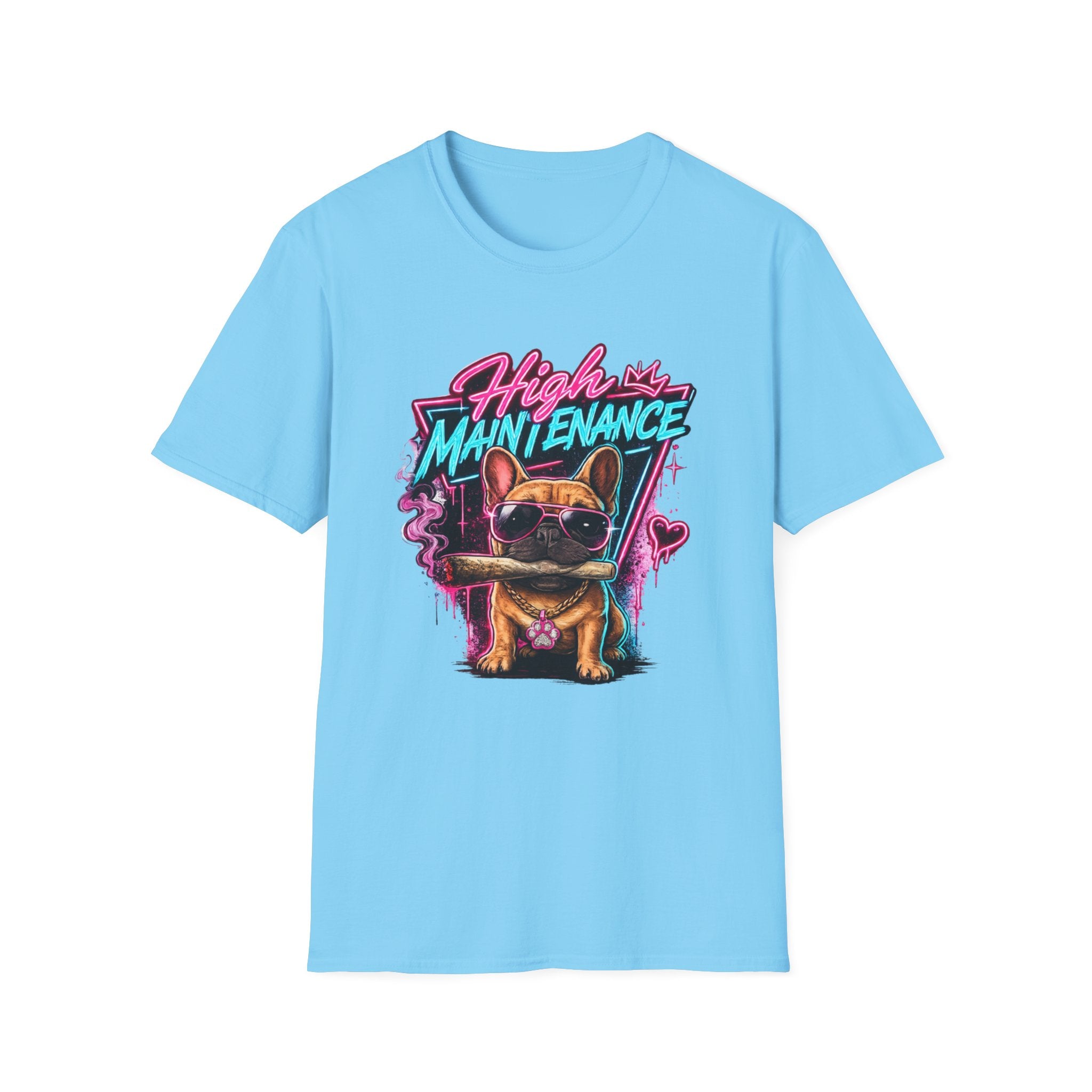 High Maintenance French Bulldog T-Shirt | Retro Neon Vape Pup Tee