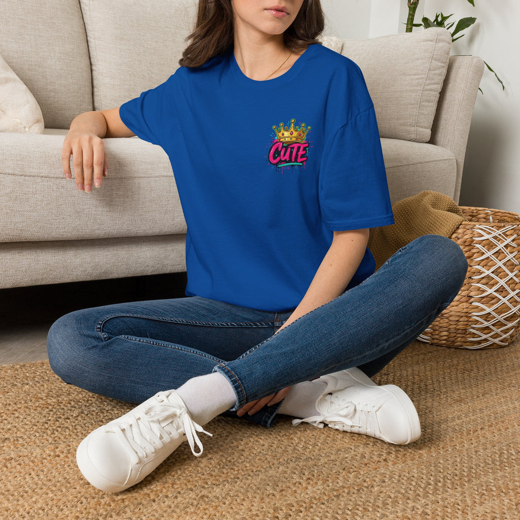 Cute Crown Graphic Tee — "CUTE" Chest Logo T-Shirt