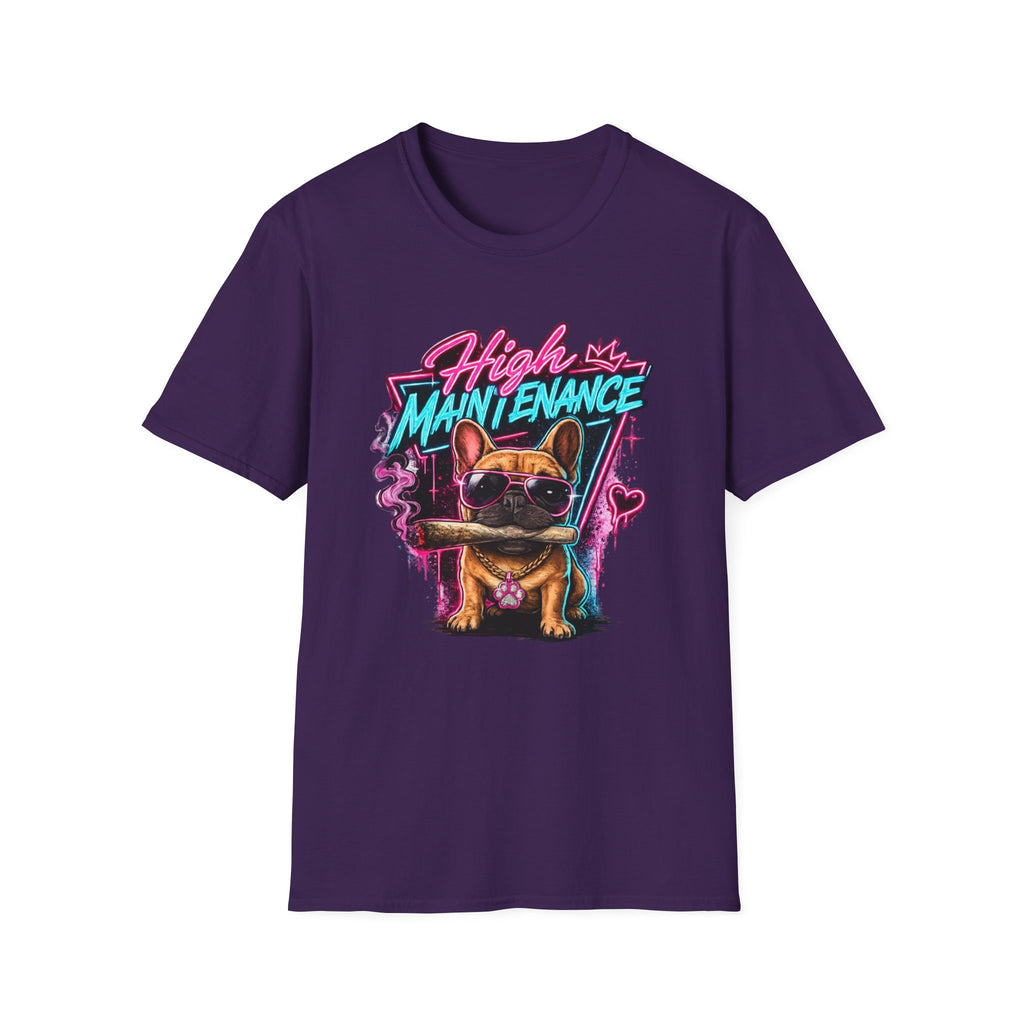 High Maintenance French Bulldog T-Shirt | Retro Neon Vape Pup Tee