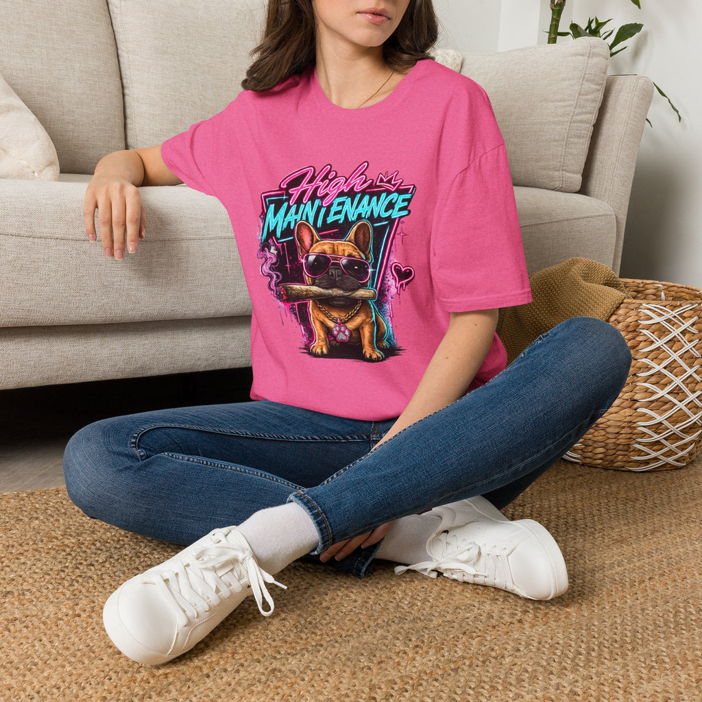 High Maintenance French Bulldog T-Shirt | Retro Neon Vape Pup Tee