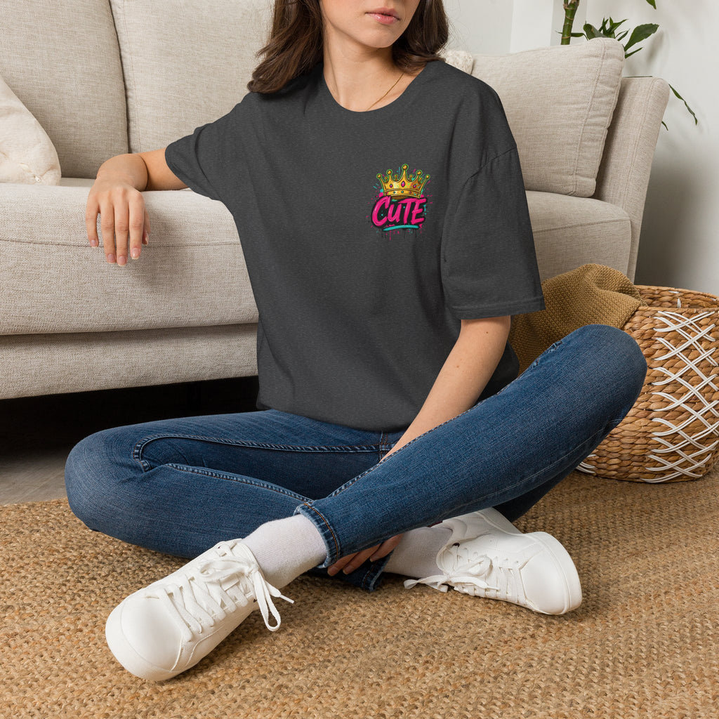 Cute Crown Graphic Tee — "CUTE" Chest Logo T-Shirt