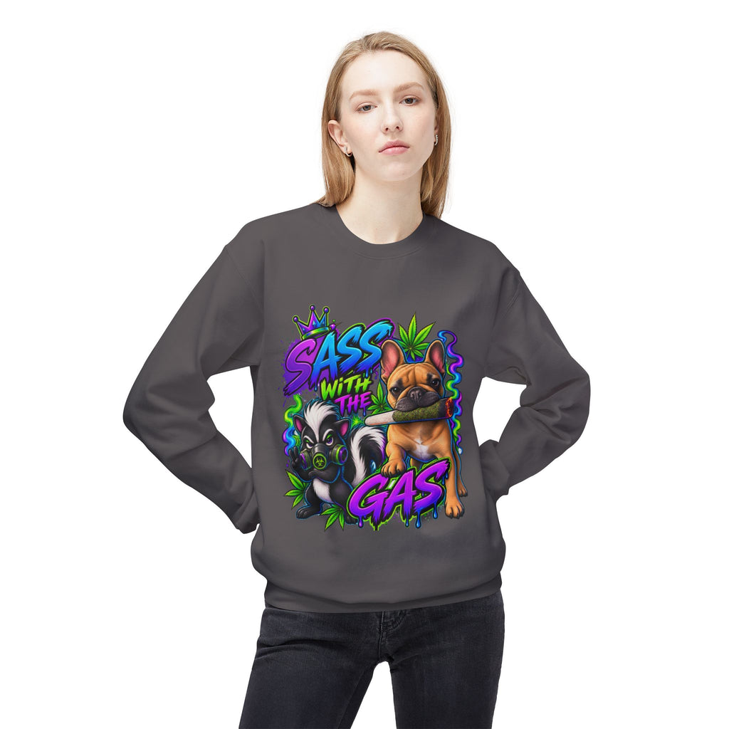 Crewneck Sweatshirt - "Sass With The Gas" French Bulldog & Pug Graphic