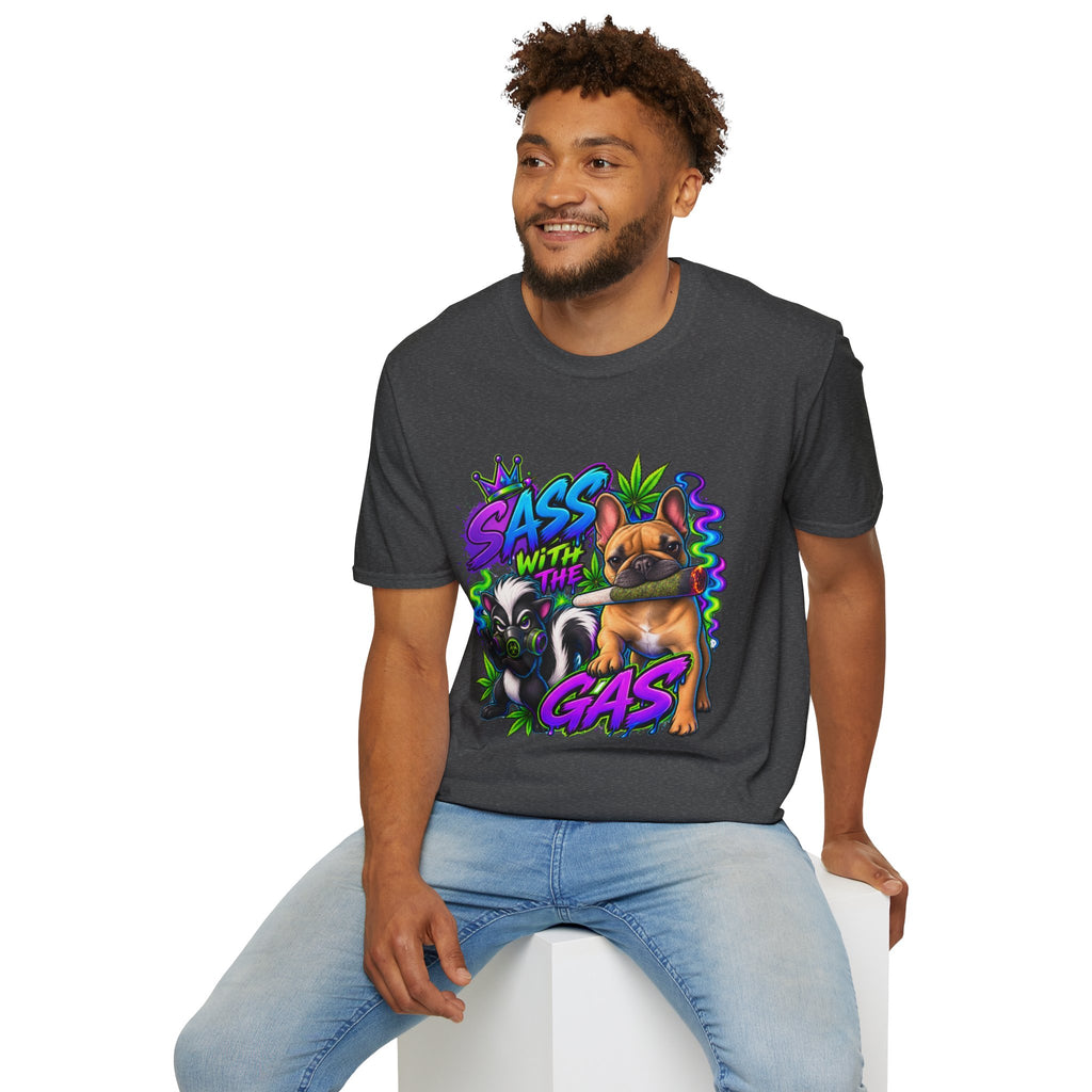 Graphic Tee — "Sass With The Gas" French Bulldog Cannabis Streetwear