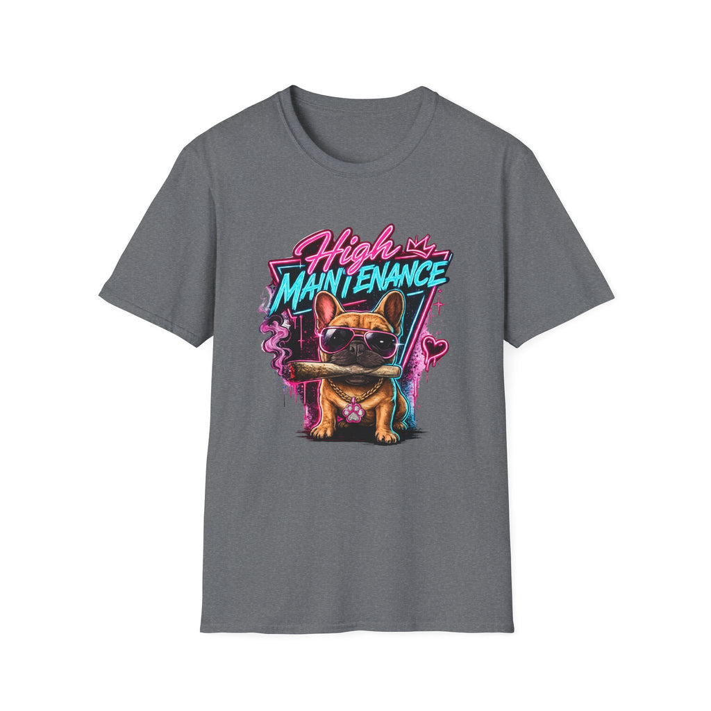 High Maintenance French Bulldog T-Shirt | Retro Neon Vape Pup Tee