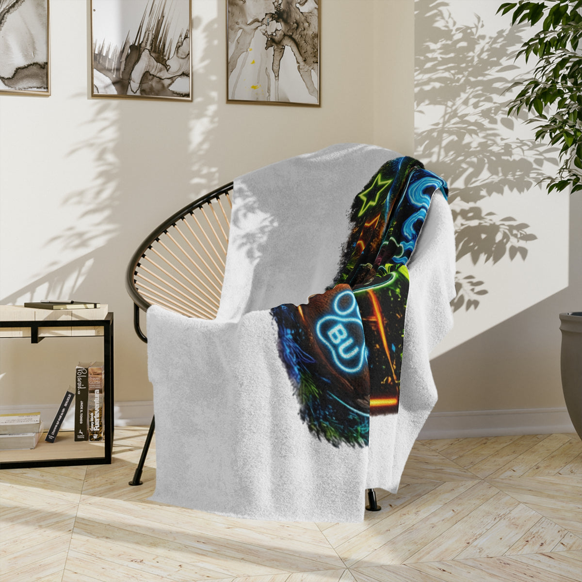 Touchdown French Bulldog Blanket — Football Pup Velveteen Microfiber Throw